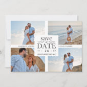 Carte Minimalist Modern Collage 4 Custom Photos Wedding (Devant)