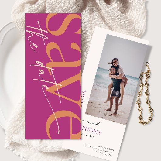 Carte Minimalist Modern Photo Magenta Orange