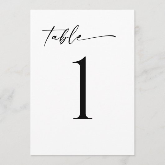 Carte Minimalist Modern Table Number (Devant)