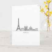 Carte Minimalist Paris Skyline Line Art (Fleur jaune)