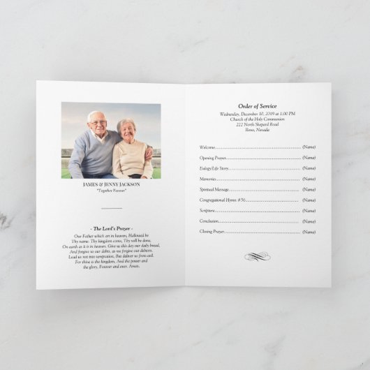 Carte Minimalist Photo Funeral Program Order of Service (Intérieur)