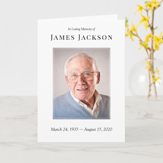 Carte Minimalist Photo Funeral Program Order of Service (Fleur jaune)