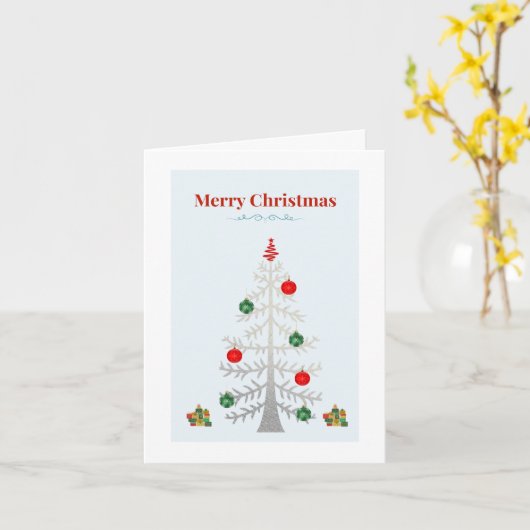 Carte Minimalist Silver Tree Holiday Card (Fleur jaune)