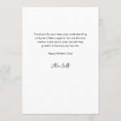 Carte Minimalist Simple Happy Mother's Photo  (Dos)