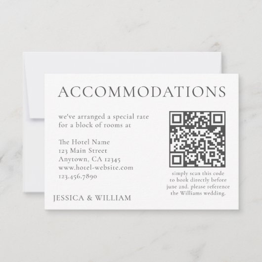 Carte Minimalist Wedding Hotel Accommodation QR Code (Devant)