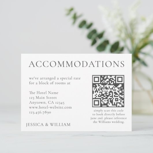 Carte Minimalist Wedding Hotel Accommodation QR Code (Debout devant)