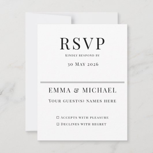 Carte Minimalist Wedding RSVP Card | Elegant Editable (Devant)