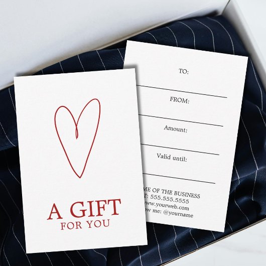 Carte Minimalist White Red Heart Playful Warm 