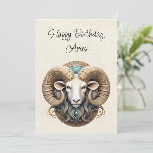 Carte minimaliste Aries Ram Zodiac (Debout devant)