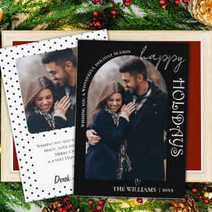 Carte minimaliste Black Multi Photo Happy Holidays