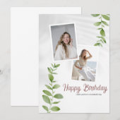Carte Minimaliste blanc personnalisé Joyeux anniversaire (Devant / Derrière)
