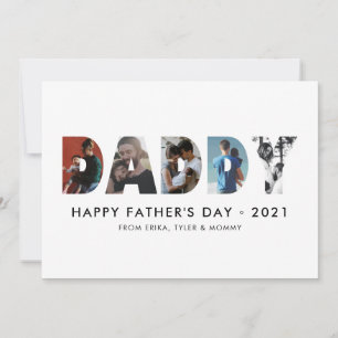 Carte Minimaliste DADDY Photo Collage Fête des pères heu