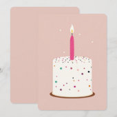 Carte minimaliste de gâteau d'anniversaire - Éléga (Devant / Derrière)