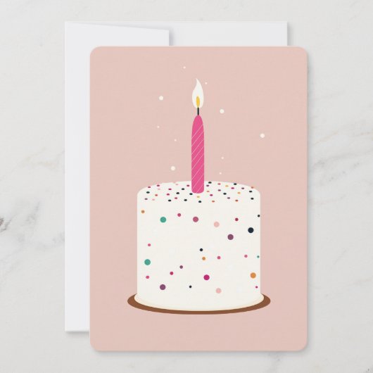Carte minimaliste de gâteau d'anniversaire - Éléga (Devant)