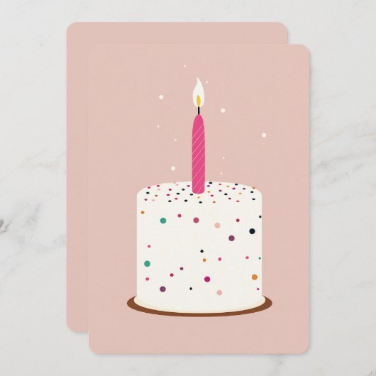 Carte minimaliste de gâteau d'anniversaire - Éléga (Devant / Derrière)