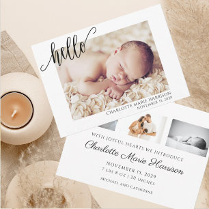 Carte minimaliste Hello Baby Faire-part de naissan
