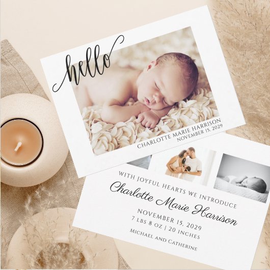 Carte minimaliste Hello Baby Faire-part de naissan