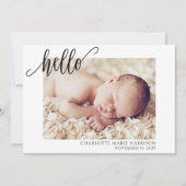 Carte minimaliste Hello Baby Faire-part de naissan (Devant)
