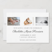 Carte minimaliste Hello Baby Faire-part de naissan (Dos)