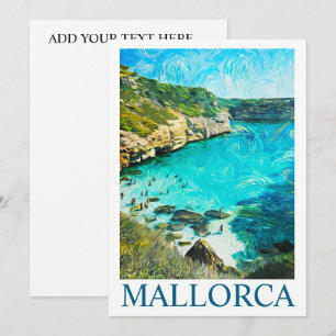 Carte Minimaliste Majorque Espagne Peinture à l'huile Mé