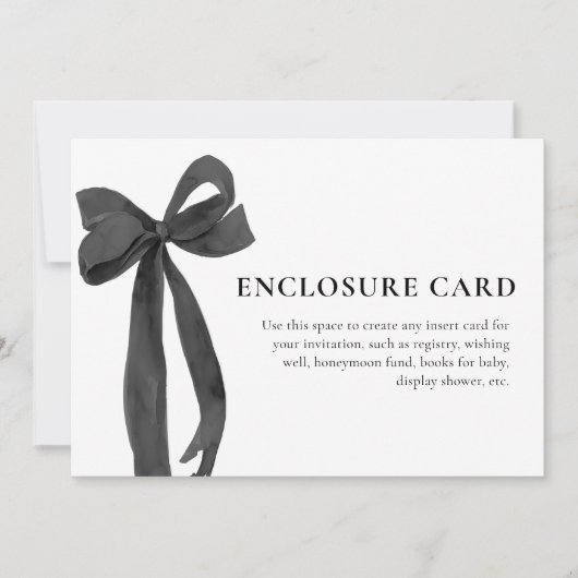 Carte minimaliste moderne Bow Bow noir (Devant)