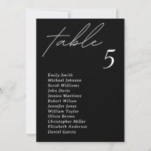 Carte minimaliste moderne de table Mariage