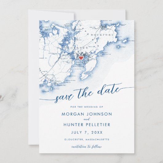 Carte minimaliste moderne du Massachusetts Glouces (Devant)