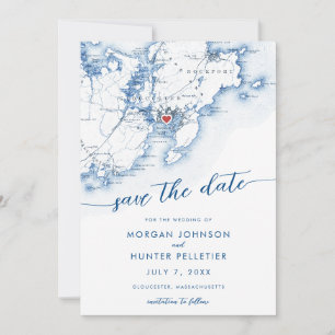 Carte minimaliste moderne du Massachusetts Glouces