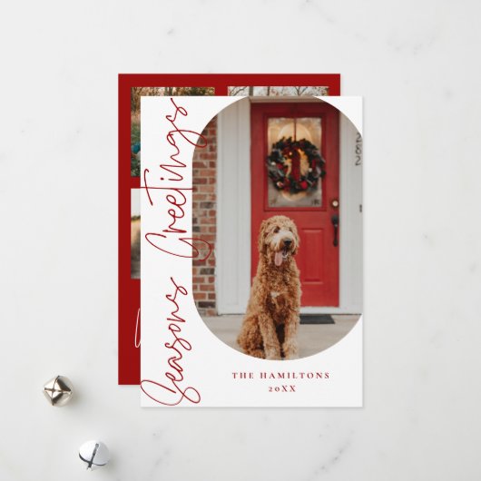 Carte minimaliste moderne Joyeuses Fêtes Bourgogne (Devant/Arrière en situation)