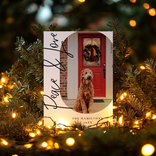 Carte minimaliste moderne Paix et Amour