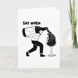 Carte Minimaliste Noir Amusant Amateur de Vin Blague Qua