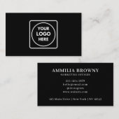 Carte minimaliste noire | Logo d'entreprise person (Devant / Derrière)