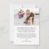 Carte minimaliste photo mariage Merci (Dos)