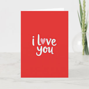 Carte minimaliste rouge « Je t'aime »