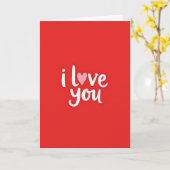 Carte minimaliste rouge « Je t'aime » (Fleur jaune)
