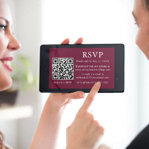 Carte Minimaliste simple Mariage Bourgogne QR RSVP