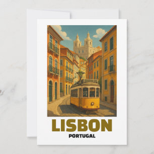 Carte Minimaliste Tramway Vintage Lissabon Portugal