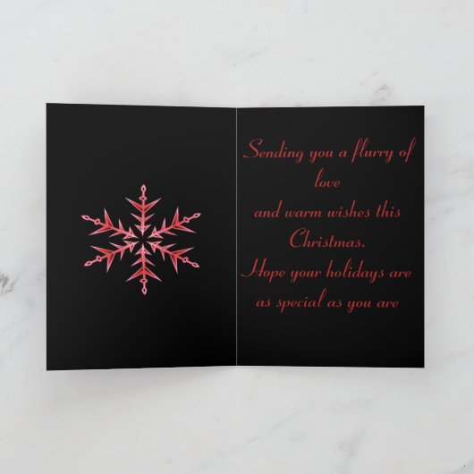 Carte Minimalistic Red Snowflake Hand Drawn Art (Intérieur)