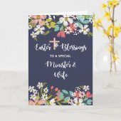 Carte Ministre et femme Bénédiction de Pâques du Christ  (Fleur jaune)