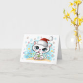 Carte Minou Chéri Joyeux Noël Miaou (Fleur jaune)