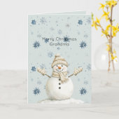 Carte Mint Blue Snowflakes Snowman Christmas (Fleur jaune)