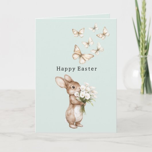 Carte Mint Easter Bunny Calla Lilies Butterflies (Devant)