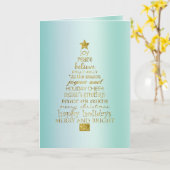 Carte Mint Gold Inspirational Christmas Tree Peace Joy (Fleur jaune)