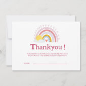 Carte Minuscule arc-en-ciel soleil rose bébé Merci (Devant)