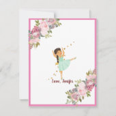 Carte Minuscule danseur | Ballet Floral rose Fête Annive (Devant)