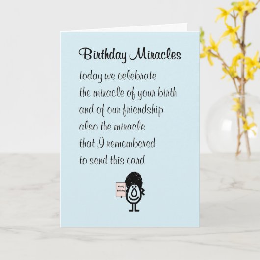 Carte Miracles d'anniversaire - Un poème d'anniversaire  (Fleur jaune)