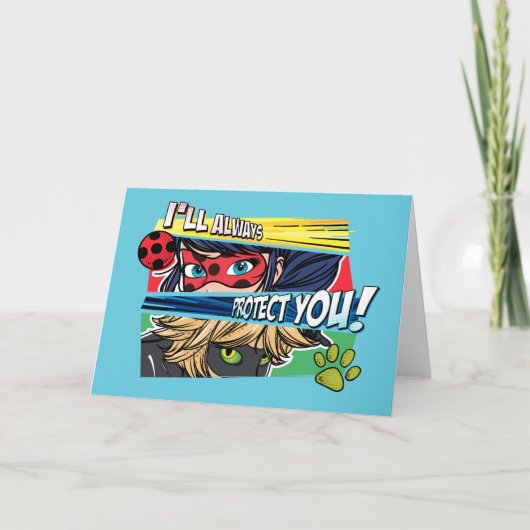 Carte Miraculous Ladybug & Cat Noir toujours vous protég (Devant)