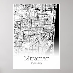 Carte Miramar - Floride - Poster de carte de ville