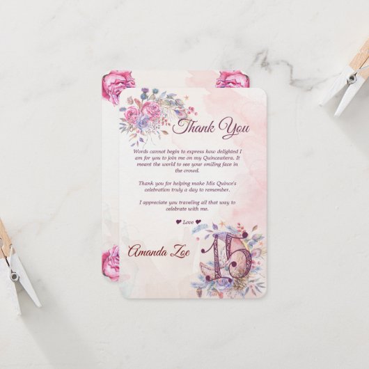 Carte Mis 15 Merci Note (Devant/Arrière en situation)