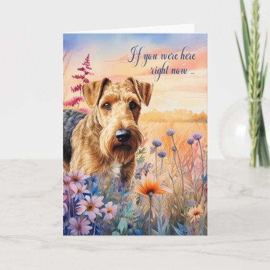 Carte Miss Airedale Terrier Chien Fleur sauvage Meadow (Devant)